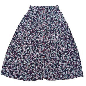 Vintage Sag Harbor Floral Maxi Skirt Burgundy Green Button Western Indie Medium